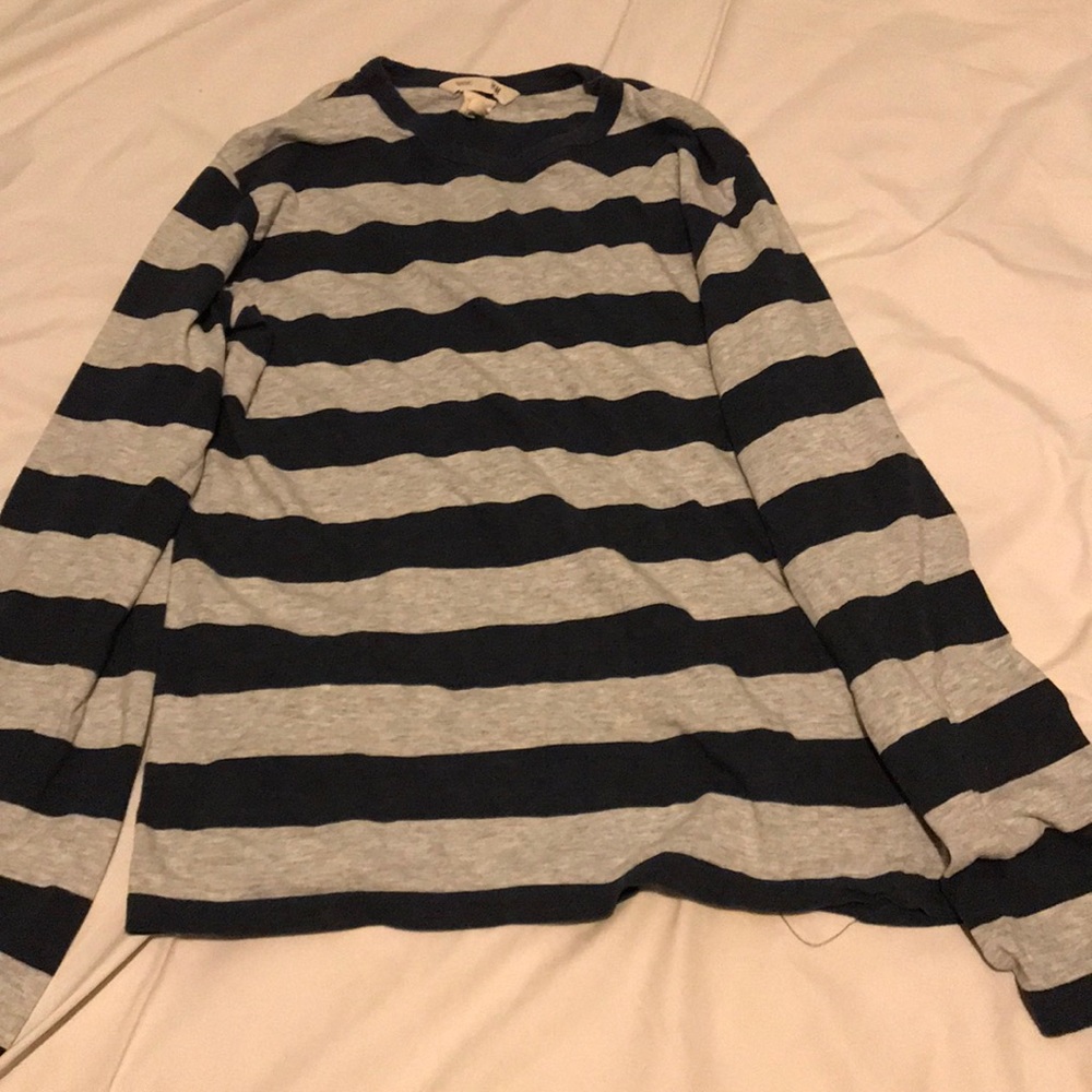 Navy blue/silver striped long sleeve shirts